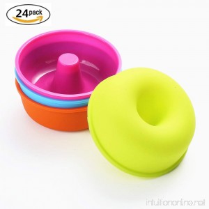 24-Pcs Reusable Silicone Round Donuts Pans by To encounter - Nonstick & Heat Resistant Doughnuts Mold - BPA Free Donuts Baking Molds Dishwasher Oven Microwave Freezer Safe - B07G77Y3DK